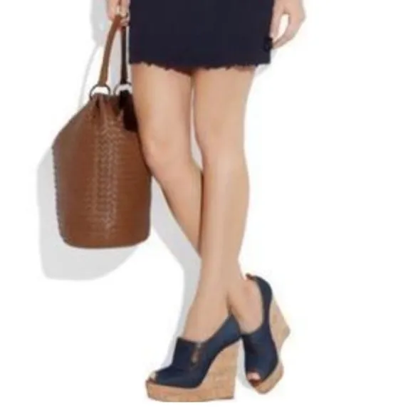 Christian Louboutin Black Fabric Cork Wedge Platform Pump Size 40.5