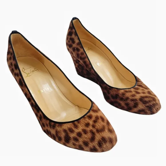 Christian Louboutin‎ Pony Hair Animal Print Wedge Heel Pumps