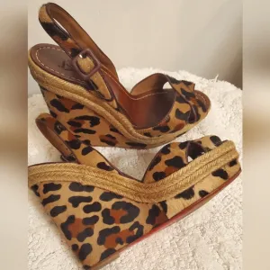 CHRISTIAN LOUBOUTIN - size 40- wedges/shoes/sandals- pony hair Leopard print