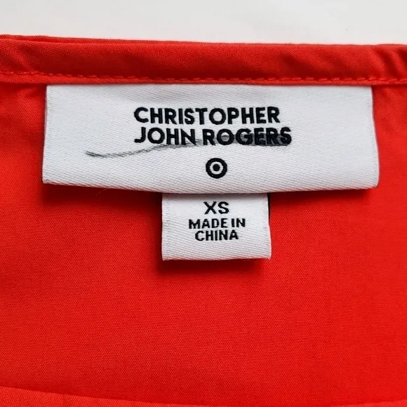Christopher John Rogers Red Orange Baby Doll Ruffle Dress Size XS