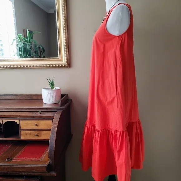 Christopher John Rogers Red Orange Baby Doll Ruffle Dress Size XS