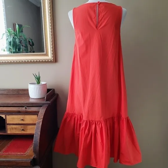 Christopher John Rogers Red Orange Baby Doll Ruffle Dress Size XS