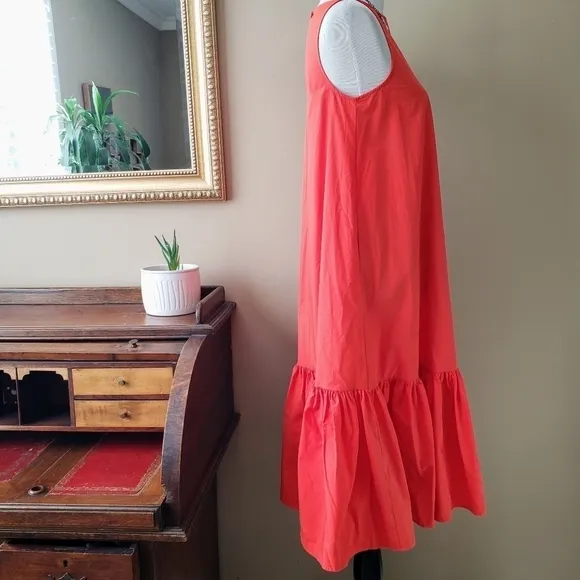 Christopher John Rogers Red Orange Baby Doll Ruffle Dress Size XS