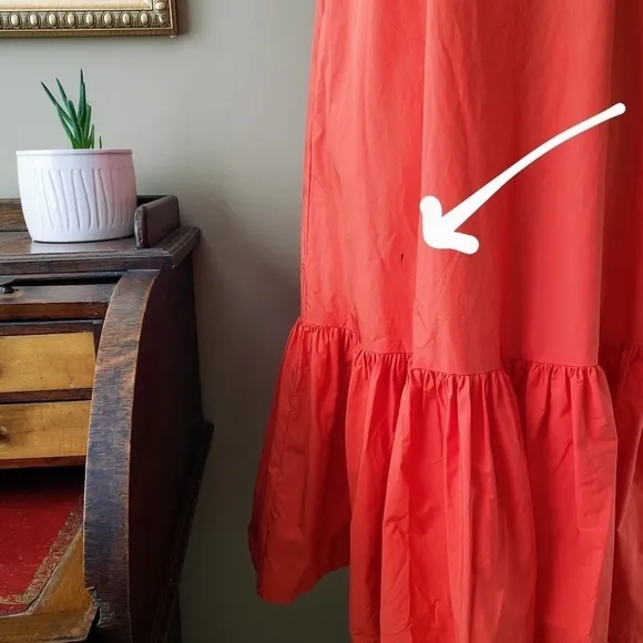 Christopher John Rogers Red Orange Baby Doll Ruffle Dress Size XS