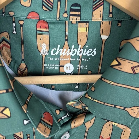 Chubbies Polo Performance 2.0 Mens XL The Row Your Boat Green Paddle Golf Shirt