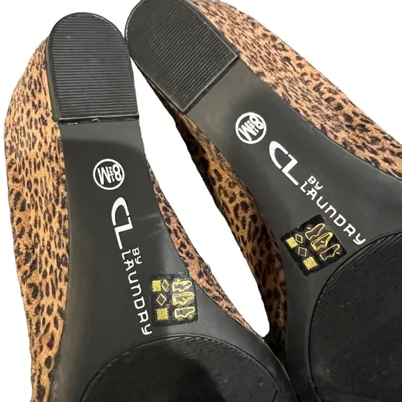 CL by Laundry Nima Wedges, Camel Leopard Print Size 8.5M New w/o Box Retail $70