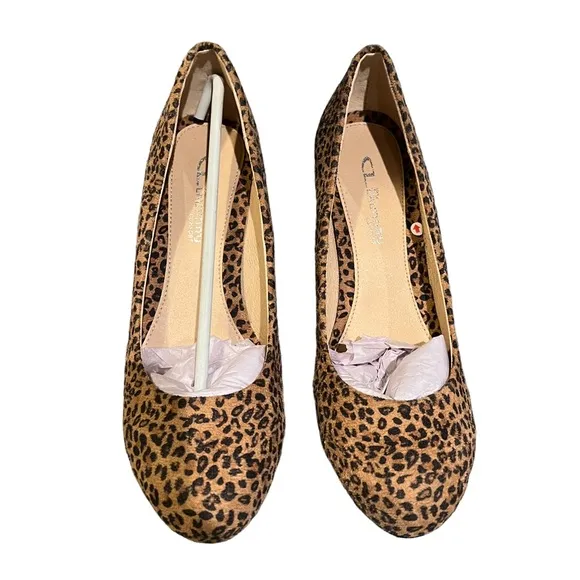 CL by Laundry Nima Wedges, Camel Leopard Print Size 8.5M New w/o Box Retail $70