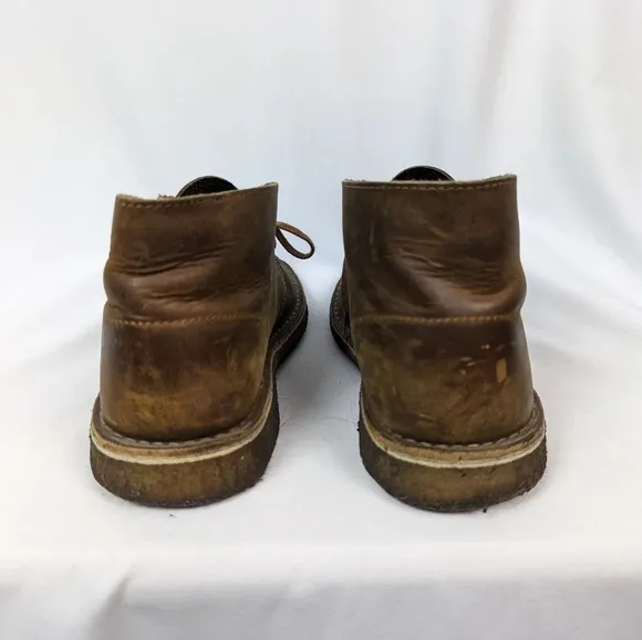 Clarks 8 Originals Desert Chukka Boots Brown Leather Beeswax Lace Up Dress Shoes