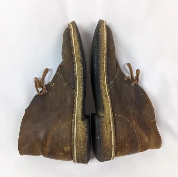 Clarks 8 Originals Desert Chukka Boots Brown Leather Beeswax Lace Up Dress Shoes