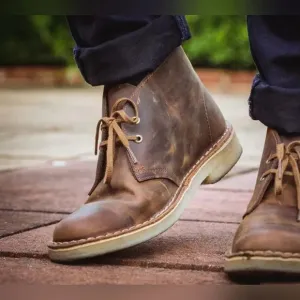 Clarks 8 Originals Desert Chukka Boots Brown Leather Beeswax Lace Up Dress Shoes