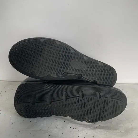 Clarks Artisan Clarene Tide Black Leather Ankle Strap Platform Wedges - Size 6.5