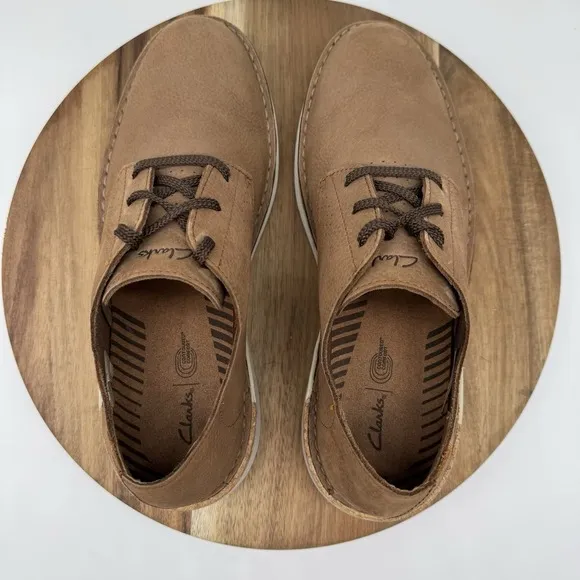 Clarks Bruno Low nubuck Oxford Derby‎ Taupe/Tan Men's Size 10M Wore Once EUC