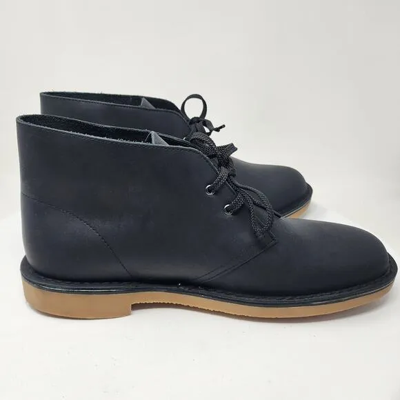 Clarks Bushacre 3 Chukka Boots Men 11 Wide Black Leather Lace-up Ortholite