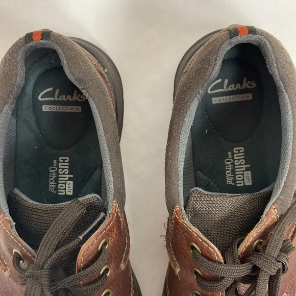 Clarks Collection Brown Leather Lace Up Casual Derby Oxford Shoes