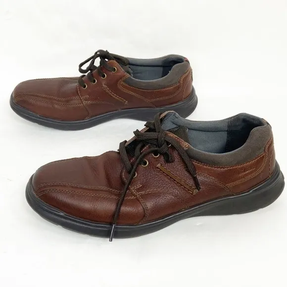 Clarks Collection Brown Leather Lace Up Casual Derby Oxford Shoes