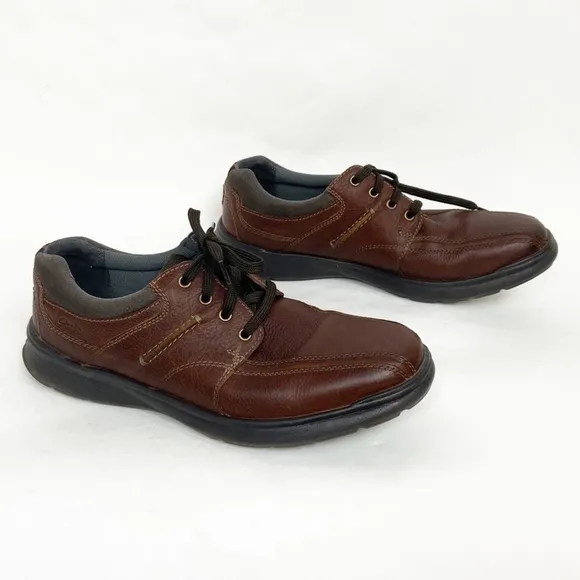 Clarks Collection Brown Leather Lace Up Casual Derby Oxford Shoes