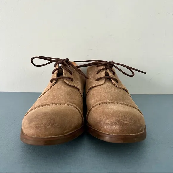 Clarks Exton Oxford Cap Toe Lace Up Tan Suede Derby Shoes