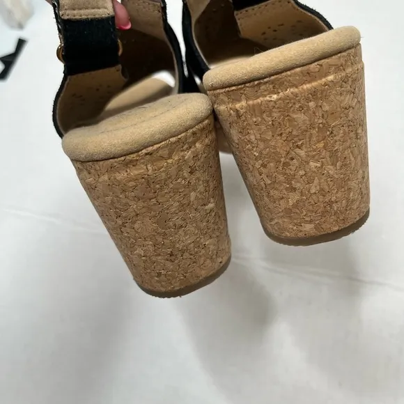 Clarks Giselle Bay Black Suede Cutout Wedges