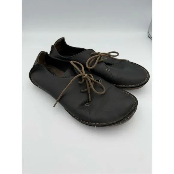 Clarks Janey Mae Oxford Black Leather Shoes Size 9.5