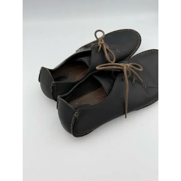 Clarks Janey Mae Oxford Black Leather Shoes Size 9.5