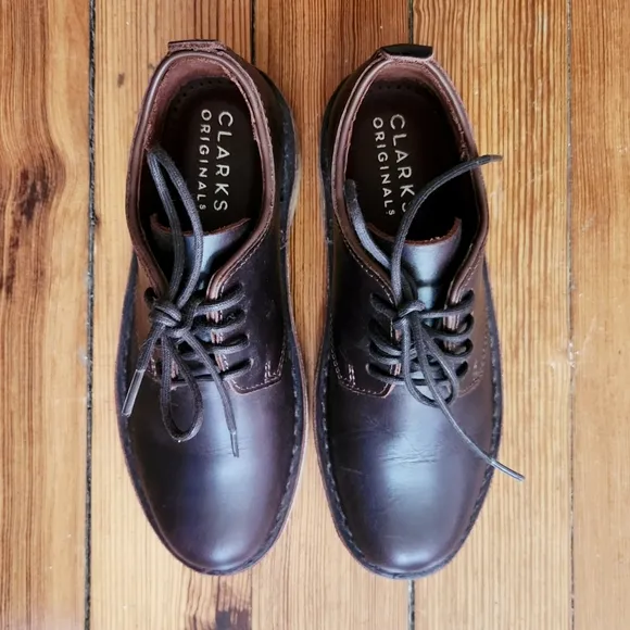 Clarks Originals Brown Beeswax Leather Desert London Oxford Low Ankle Shoes