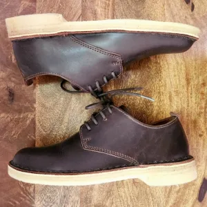 Clarks Originals Brown Beeswax Leather Desert London Oxford Low Ankle Shoes