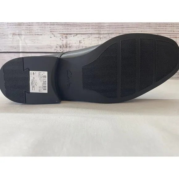 Clarks Tilden Plain II Black Leather Oxford Dress Shoes Men 11.5 New Wit…