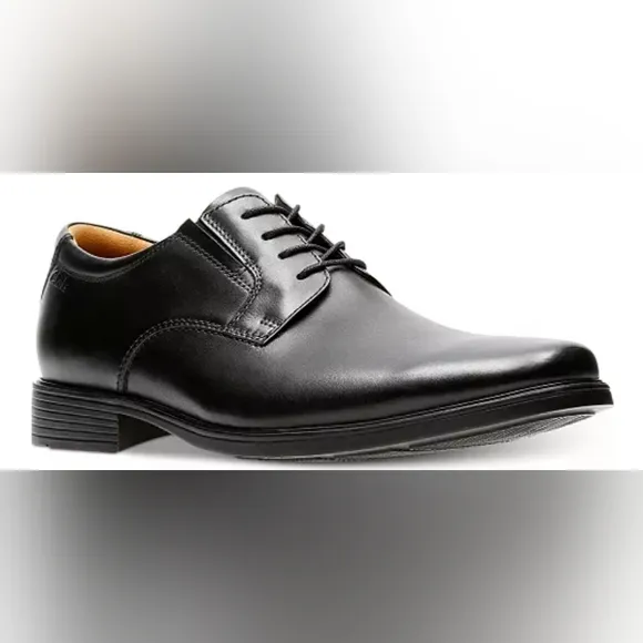 Clarks Tilden Plain Oxford, Black Leather, Men's 10.5 M