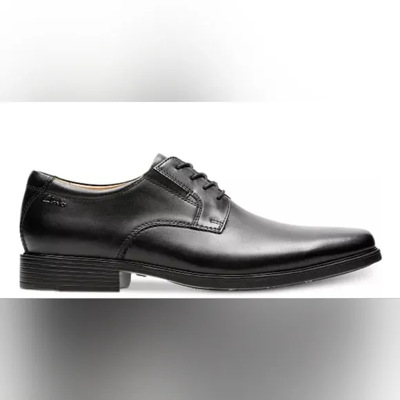 Clarks Tilden Plain Oxford, Black Leather, Men's 10.5 M