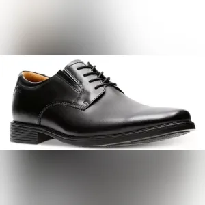 Clarks Tilden Plain Oxford, Black Leather, Men's 10.5 M