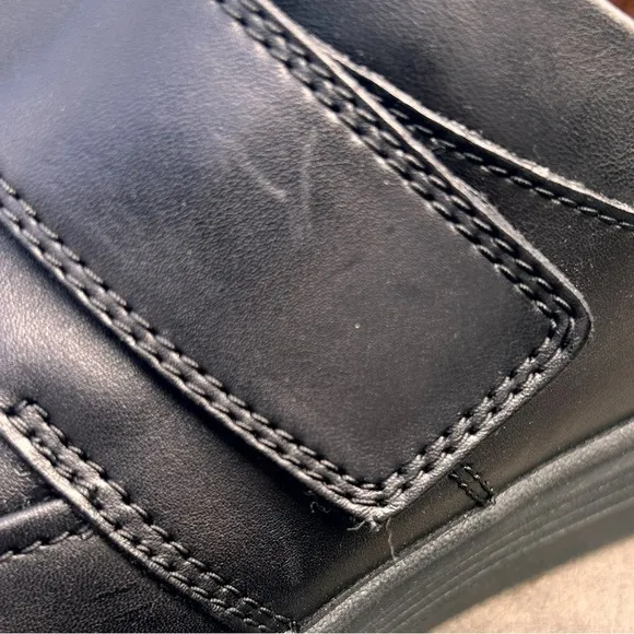 CLARKS Unstructured Un Abode Strap Shoes 11 Black Slip On Comfort Lightweight