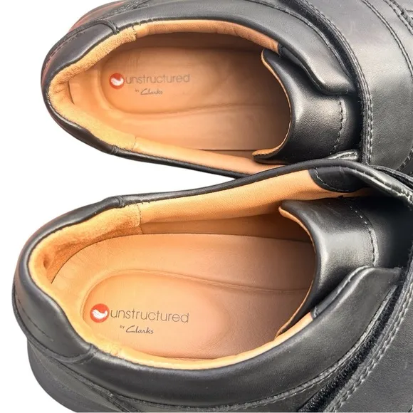 CLARKS Unstructured Un Abode Strap Shoes 11 Black Slip On Comfort Lightweight