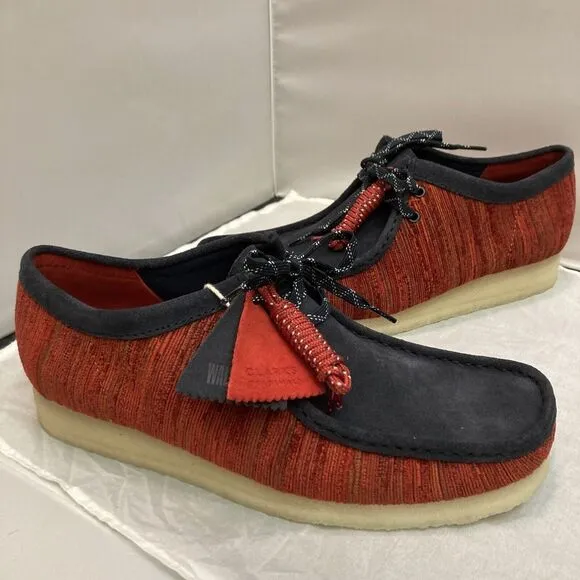 Clarks Wallabee 26168641 Mens Blue Red Canvas Lace‎ Up Chukkas Boots Size 11