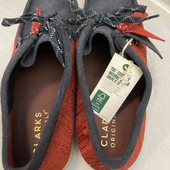 Clarks Wallabee 26168641 Mens Blue Red Canvas Lace‎ Up Chukkas Boots Size 11
