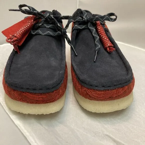 Clarks Wallabee 26168641 Mens Blue Red Canvas Lace‎ Up Chukkas Boots Size 11