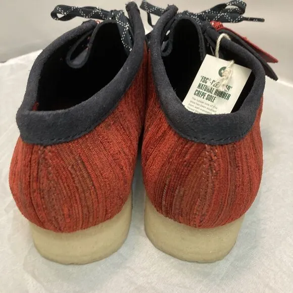 Clarks Wallabee 26168641 Mens Blue Red Canvas Lace‎ Up Chukkas Boots Size 11