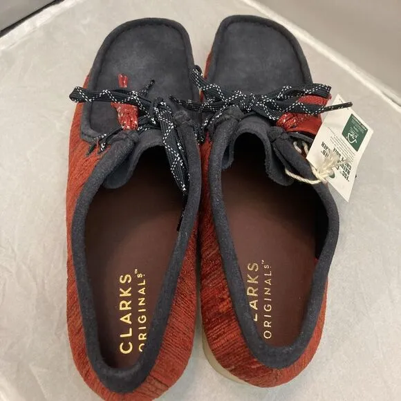 Clarks Wallabee 26168641 Mens Blue Red Canvas Lace‎ Up Chukkas Boots Size 11
