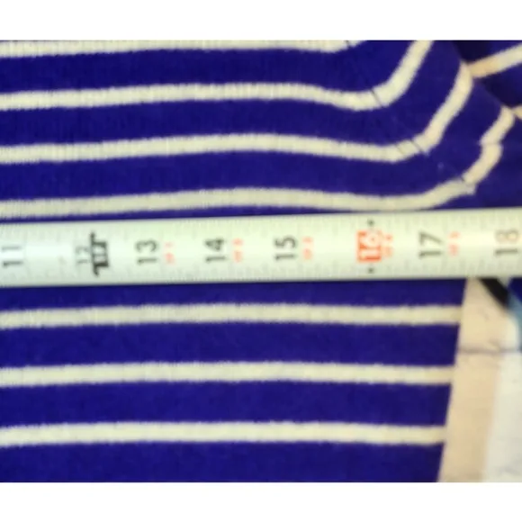 Claudia Nichole Cashmere Sweater Top Blue White Stripe Buttons Detail Size M NWT