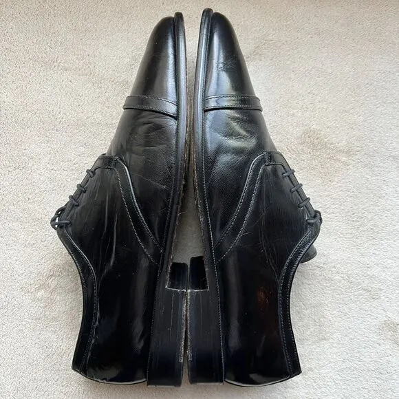 Claudio De Lorena Black Leather Cap Toe Lace Up Oxford Dress Shoes EU 40 US 9.5