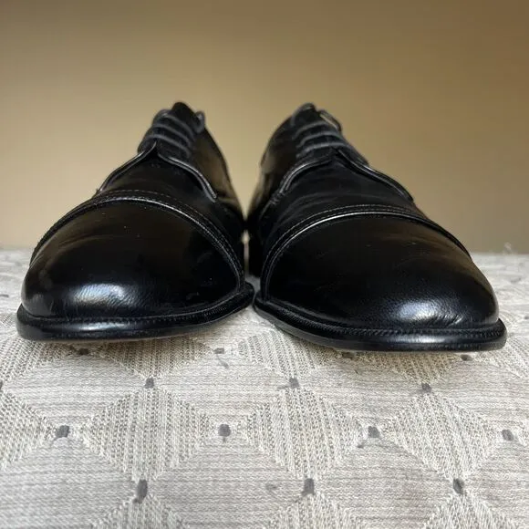 Claudio De Lorena Black Leather Cap Toe Lace Up Oxford Dress Shoes EU 40 US 9.5
