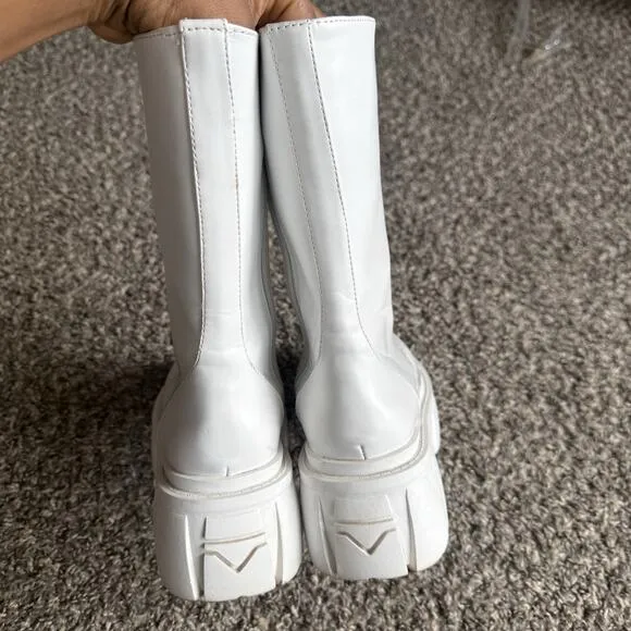 Club Exx Dolls Kill Boots Size 6 White Platform Ice Breaker Combat Six Straps