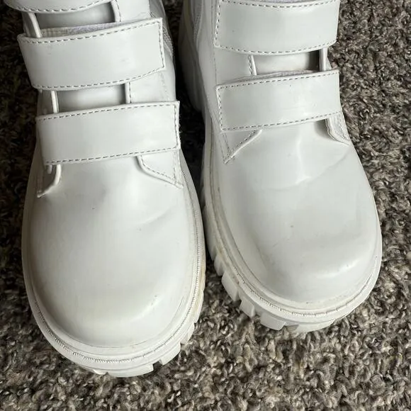 Club Exx Dolls Kill Boots Size 6 White Platform Ice Breaker Combat Six Straps