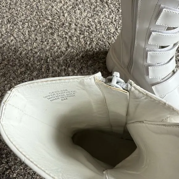 Club Exx Dolls Kill Boots Size 6 White Platform Ice Breaker Combat Six Straps