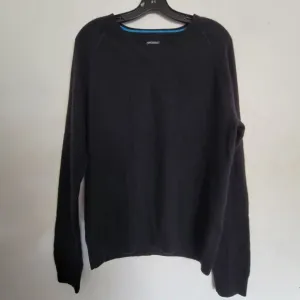 Club Monaco 100% Cashmere Black Fuzzy Round V Neck Long Sleeve Sweater Sz Large