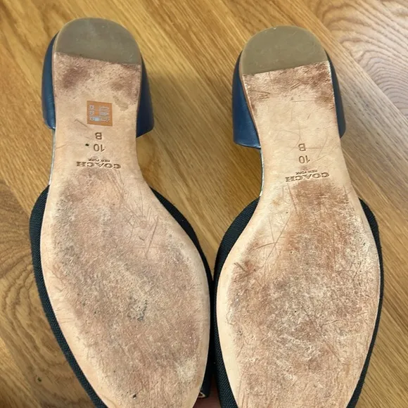 Coach Blue and Black Peep Toe Flats Size 10 B