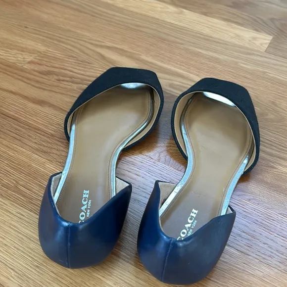 Coach Blue and Black Peep Toe Flats Size 10 B