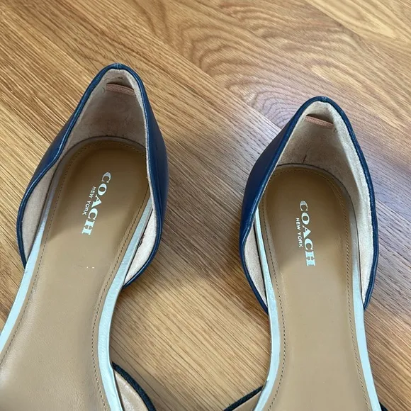 Coach Blue and Black Peep Toe Flats Size 10 B