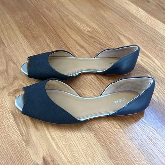 Coach Blue and Black Peep Toe Flats Size 10 B