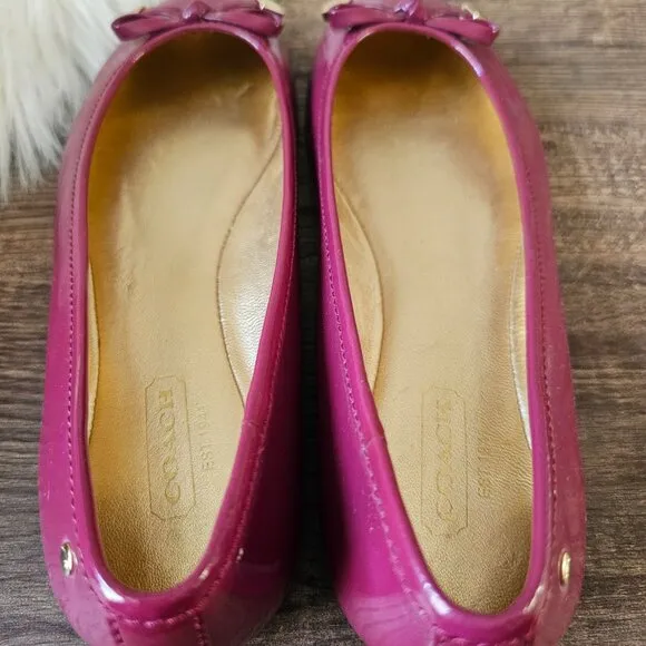 Coach Dotty Leather Ballet Flats, in Glosssy Magenta/Pink 6 B