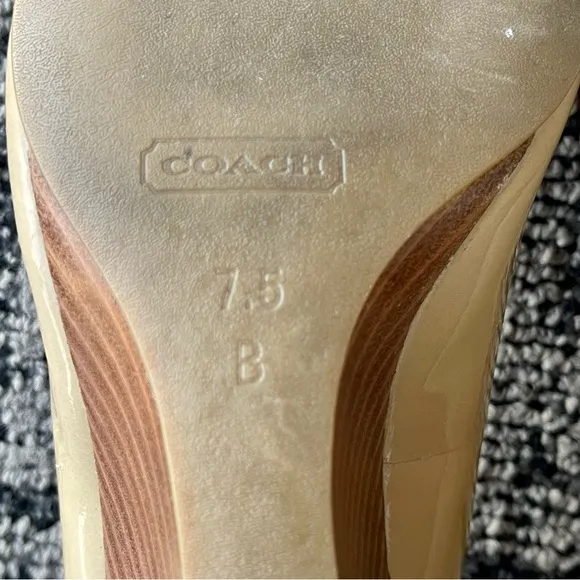 Coach Elora Patent Leather Peep Toe Wedges